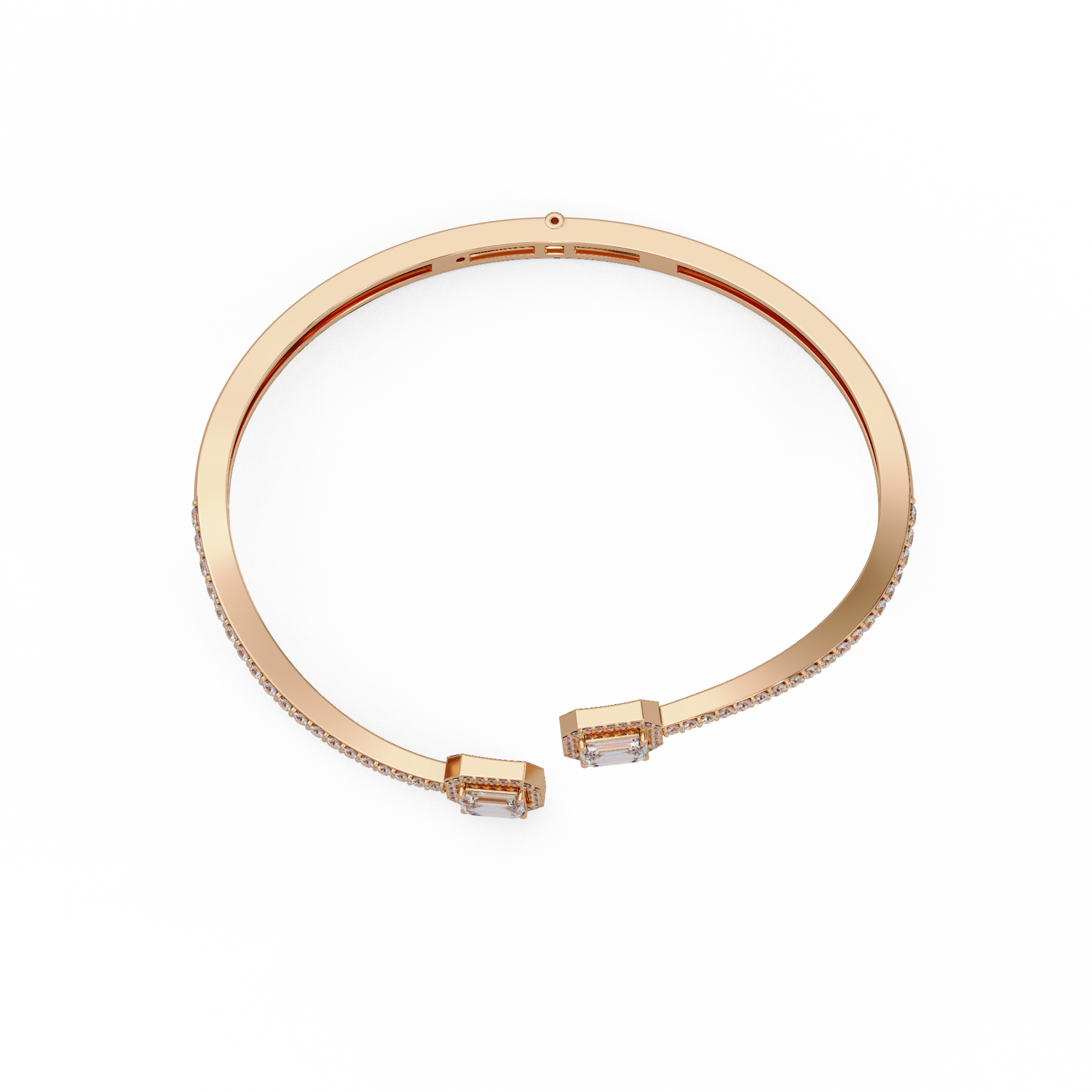 Emerald Cut Diamond Open Cuff Bangle Bracelet