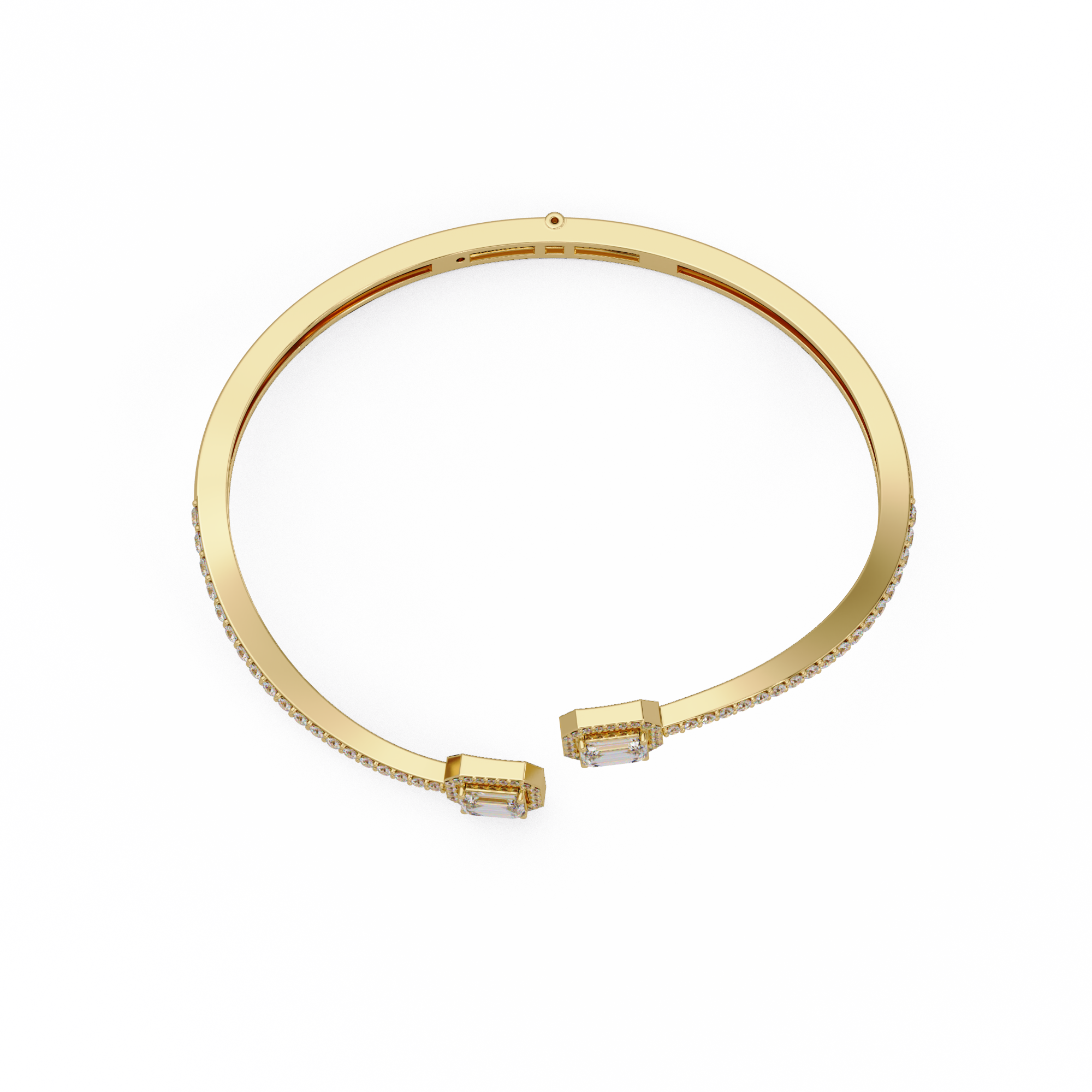 Emerald Cut Diamond Open Cuff Bangle Bracelet