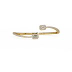 Emerald Cut Diamond Open Cuff Bangle Bracelet