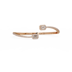 Emerald Cut Diamond Open Cuff Bangle Bracelet