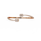 Emerald Cut Diamond Open Cuff Bangle Bracelet