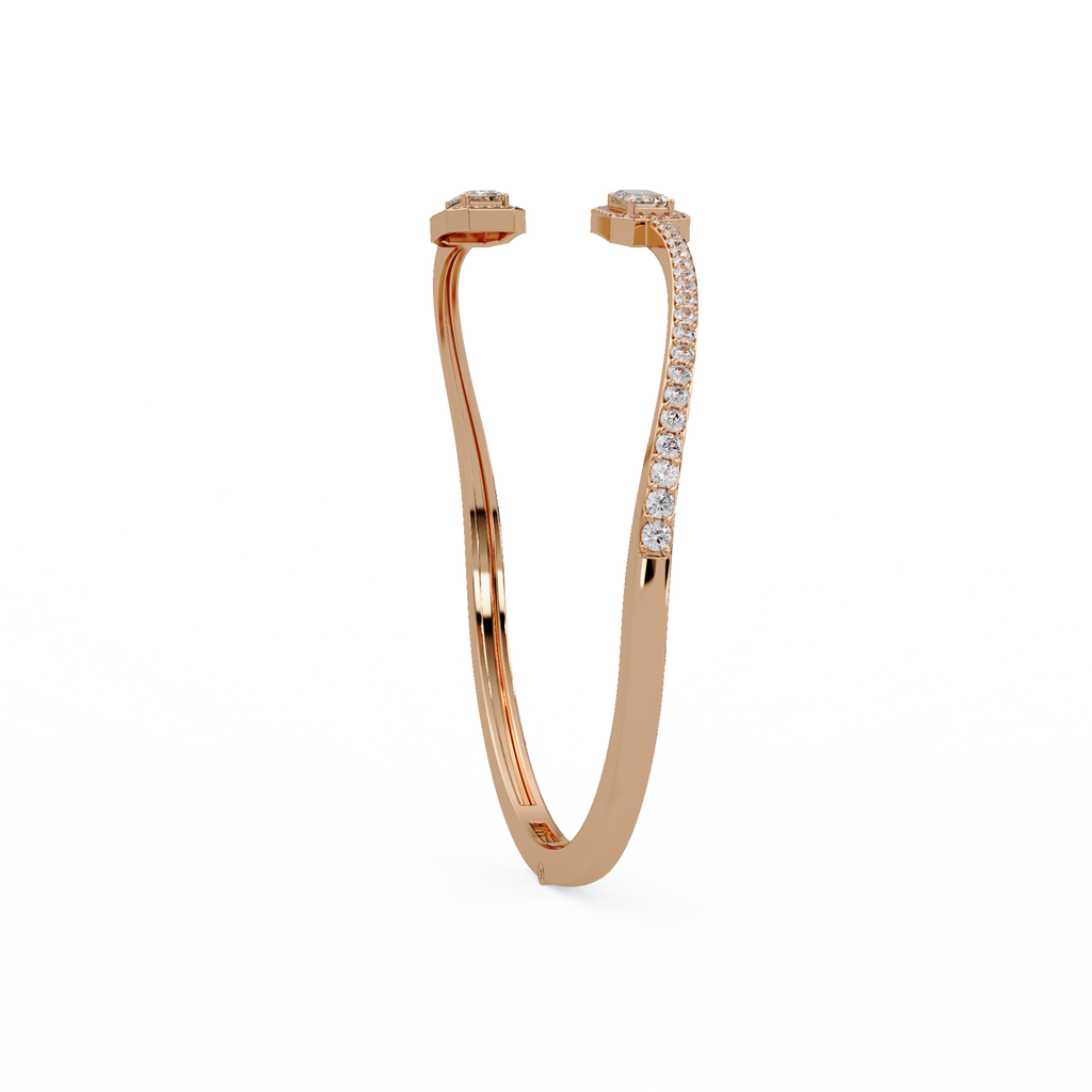 Emerald Cut Diamond Open Cuff Bangle Bracelet