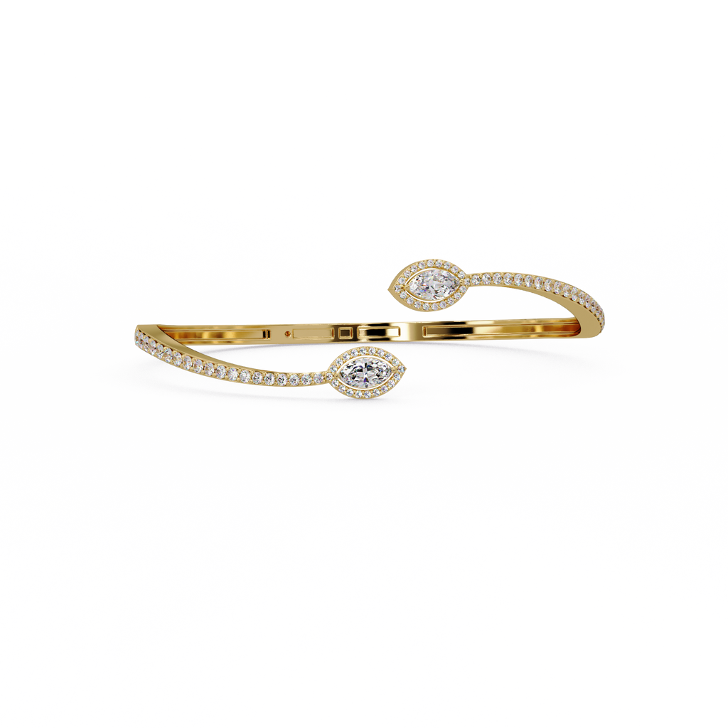 Marquise Halo Open Diamond Cuff Bracelet