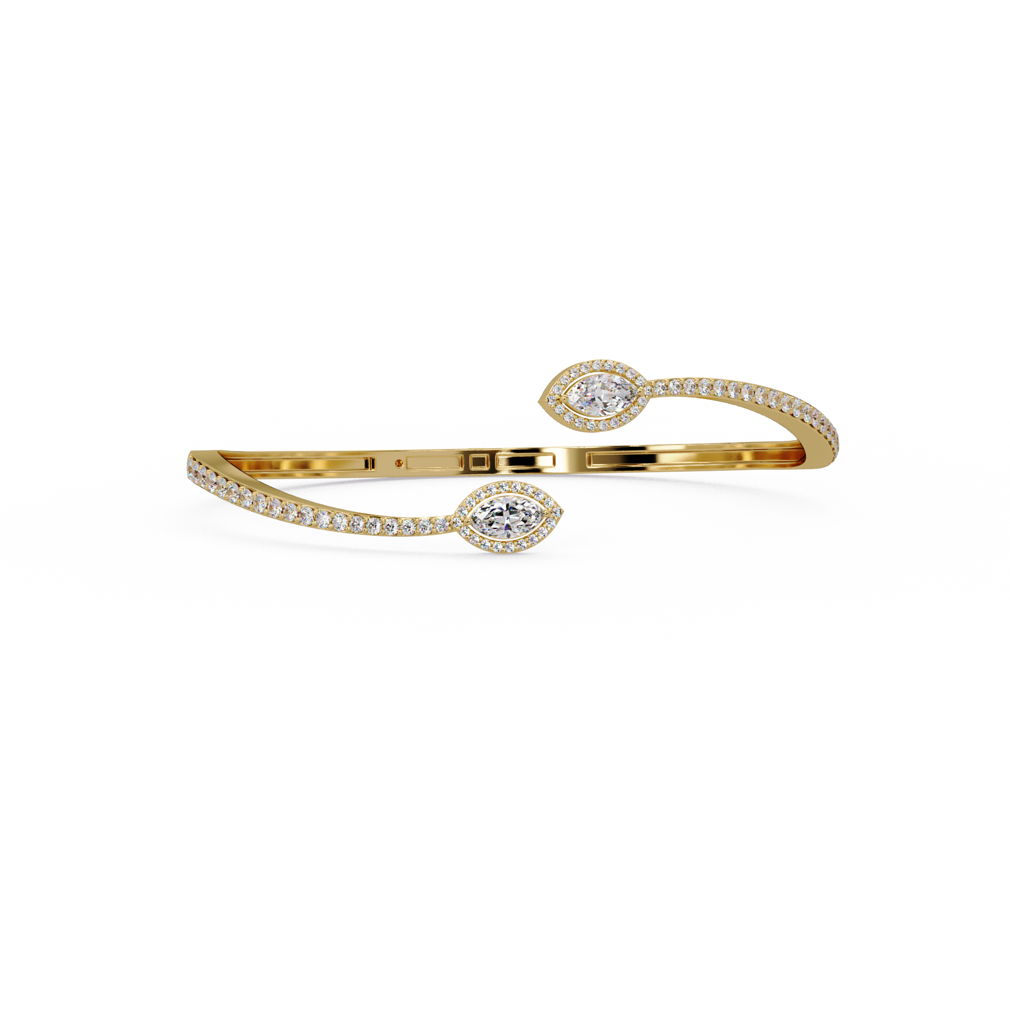 Marquise Halo Open Diamond Cuff Bracelet