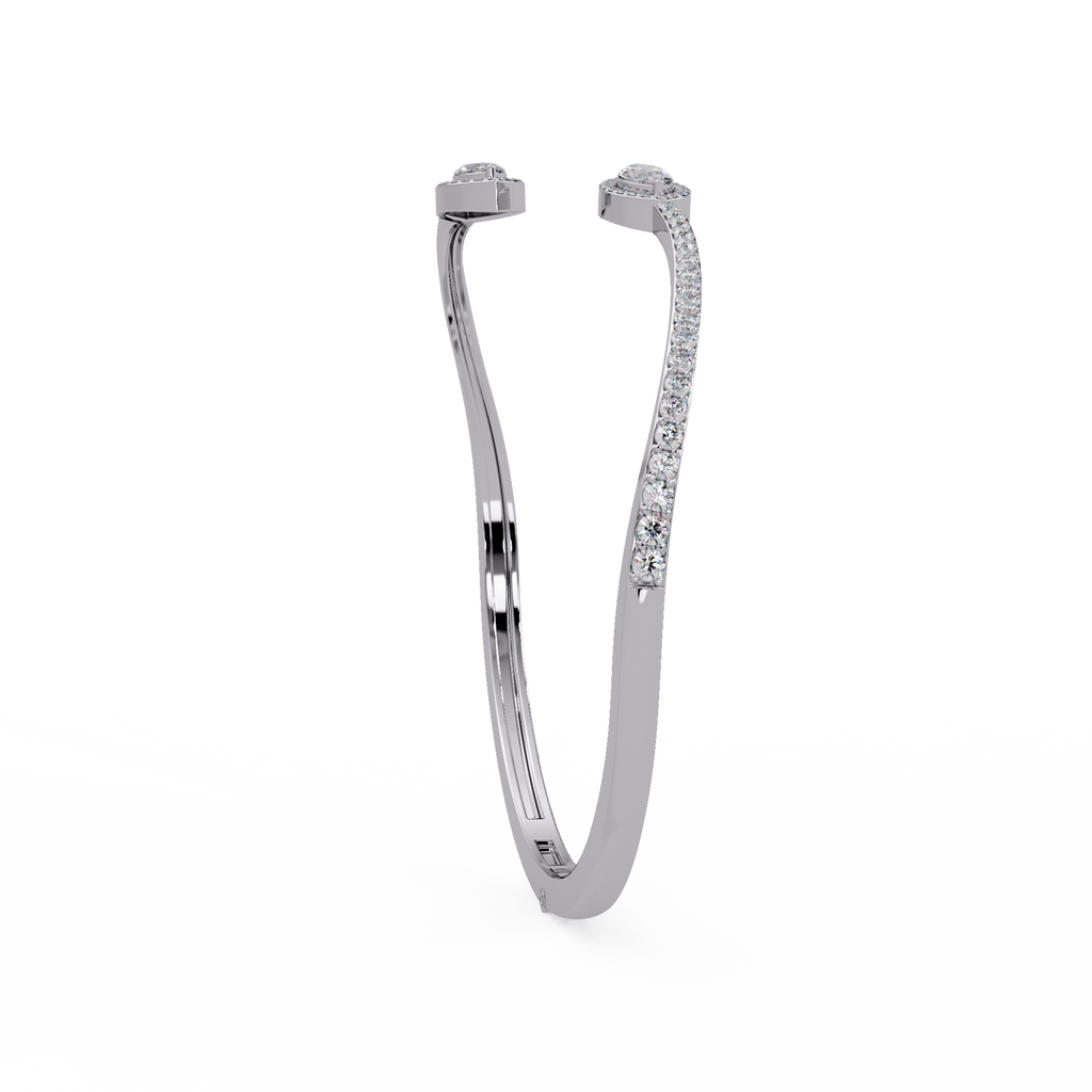 Marquise Halo Open Diamond Cuff Bracelet