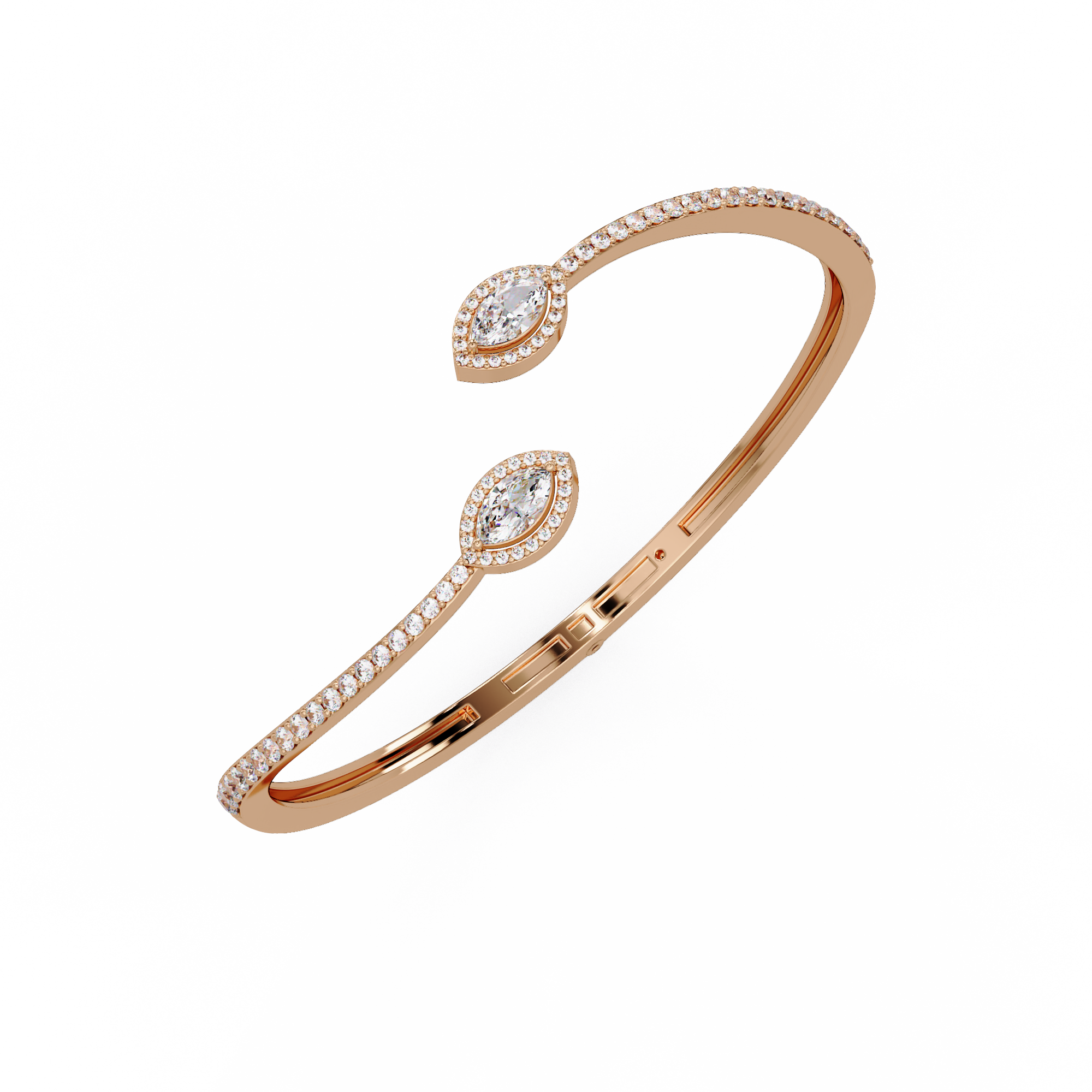 Marquise Halo Open Diamond Cuff Bracelet