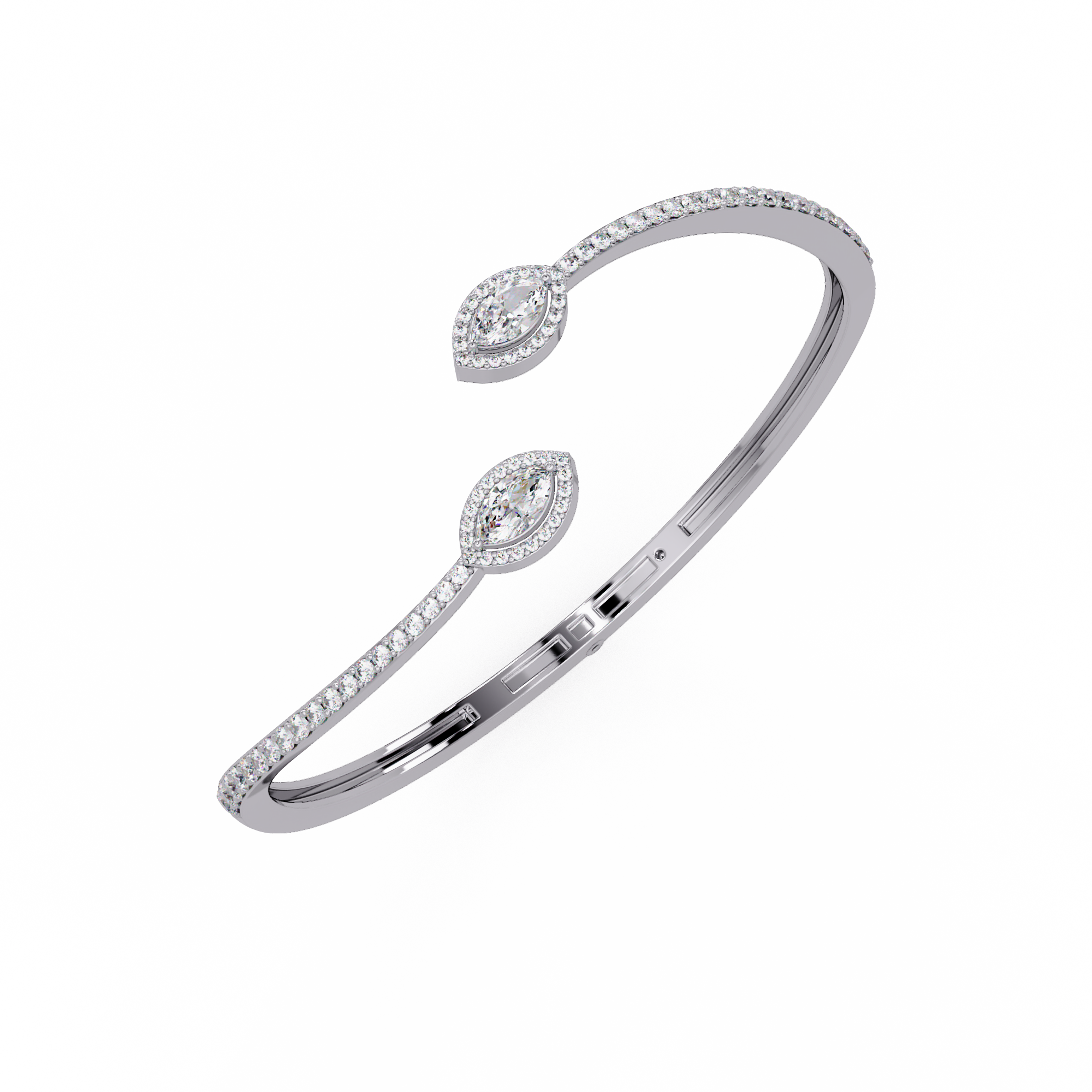 Marquise Halo Open Diamond Cuff Bracelet