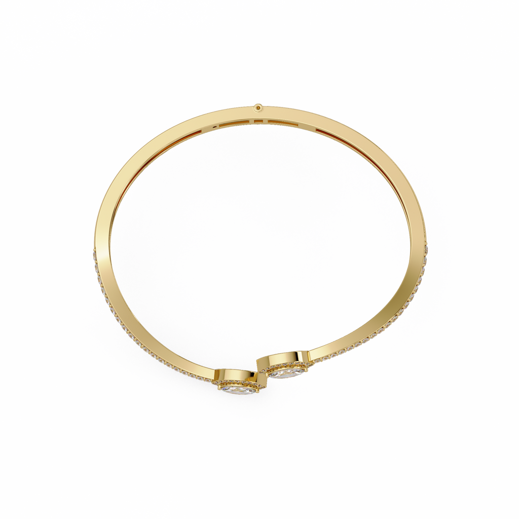Marquise Halo Open Diamond Cuff Bracelet