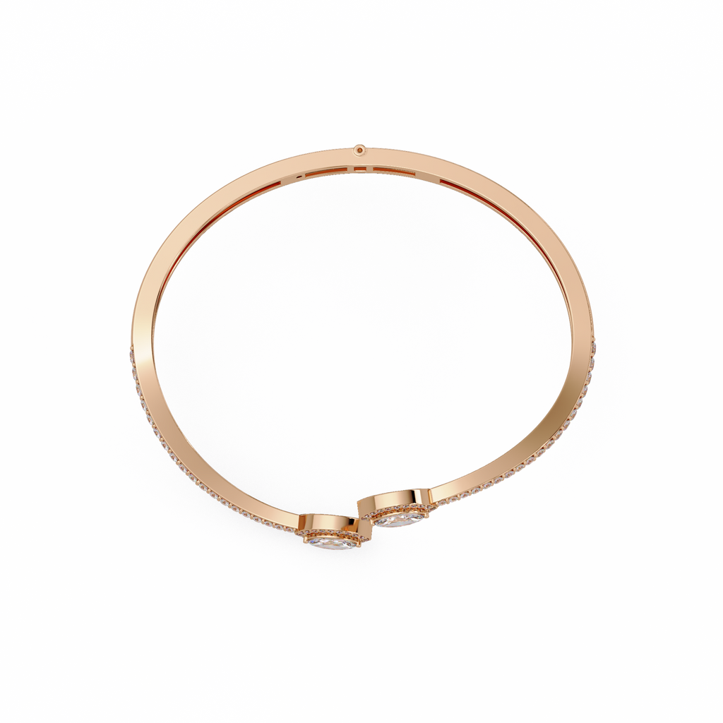 Marquise Halo Open Diamond Cuff Bracelet