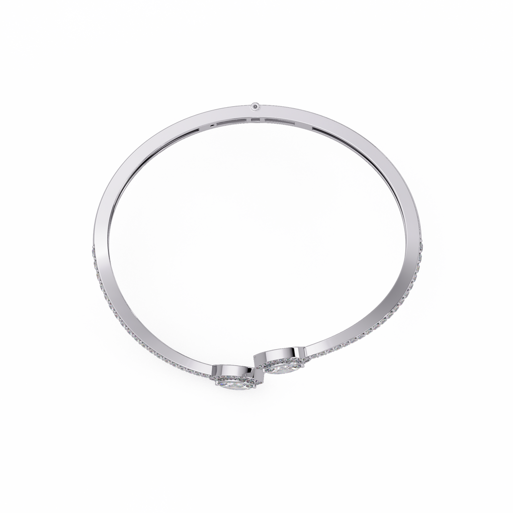 Marquise Halo Open Diamond Cuff Bracelet