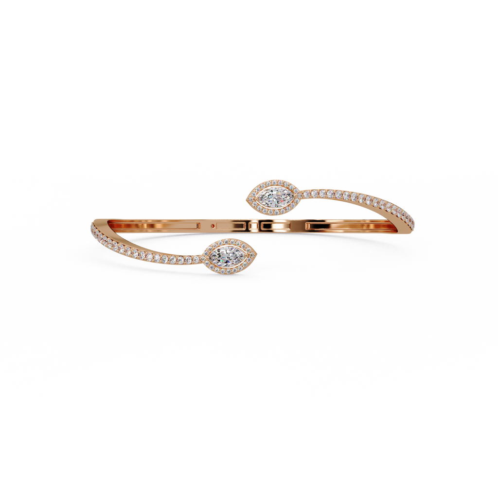 Marquise Halo Open Diamond Cuff Bracelet