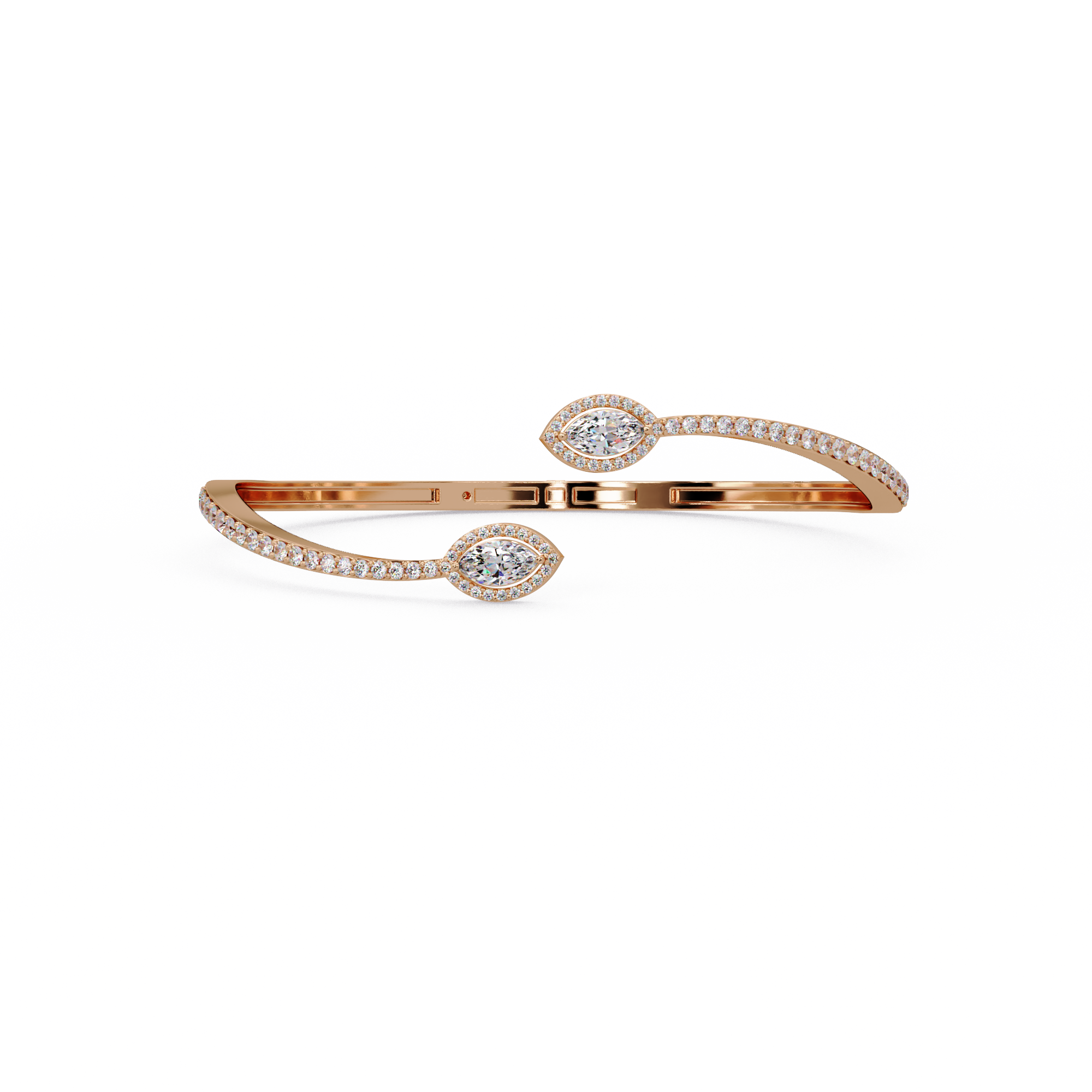 Marquise Halo Open Diamond Cuff Bracelet