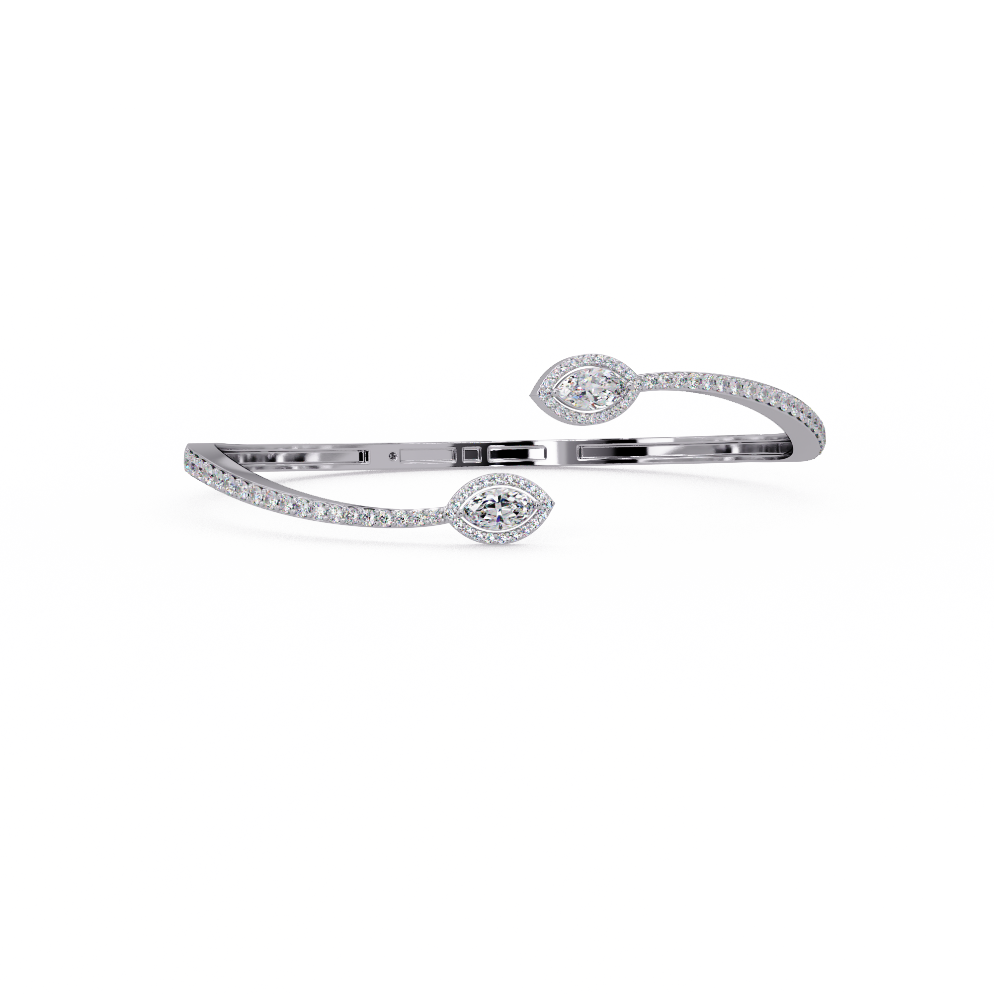 Marquise Halo Open Diamond Cuff Bracelet