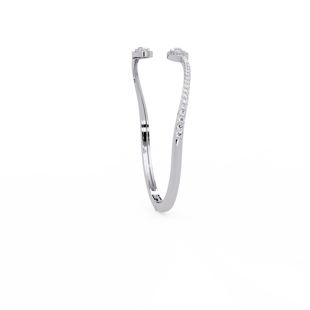 Oval Halo Open Diamond Cuff Bracelet