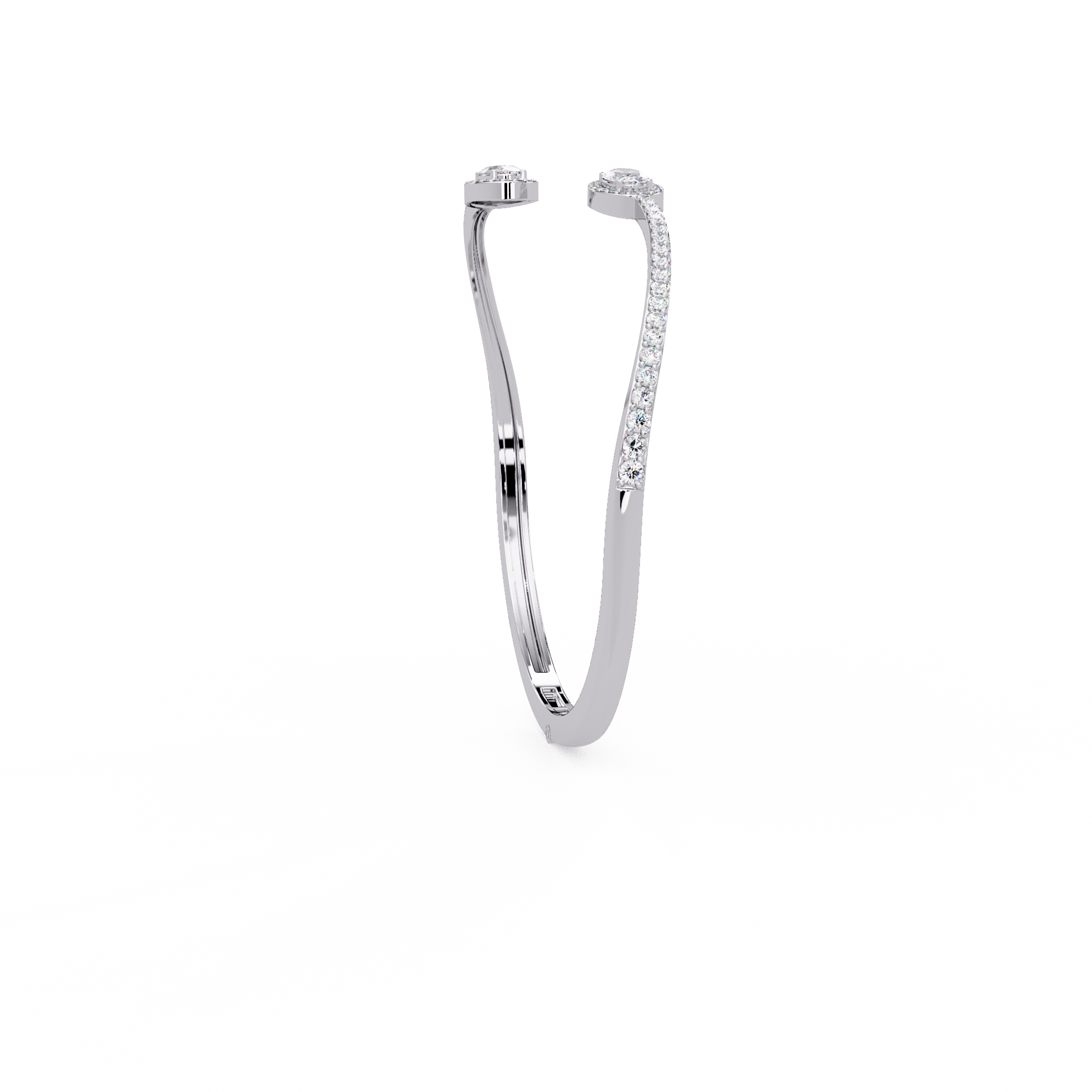 Oval Halo Open Diamond Cuff Bracelet