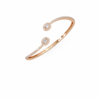 Oval Halo Open Diamond Cuff Bracelet