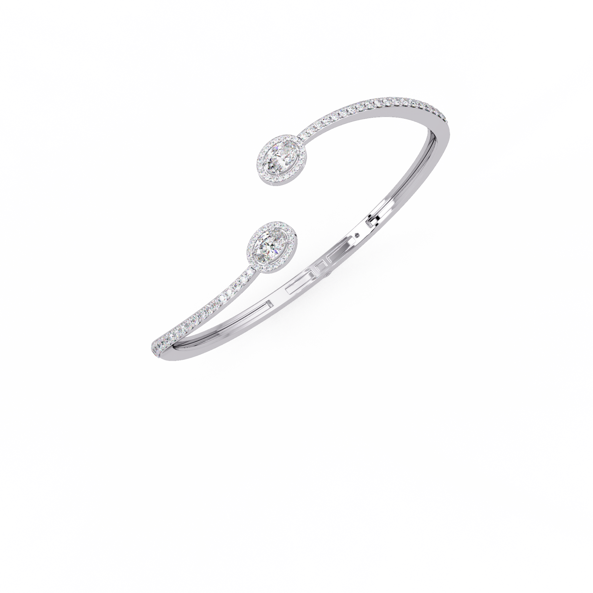Oval Halo Open Diamond Cuff Bracelet