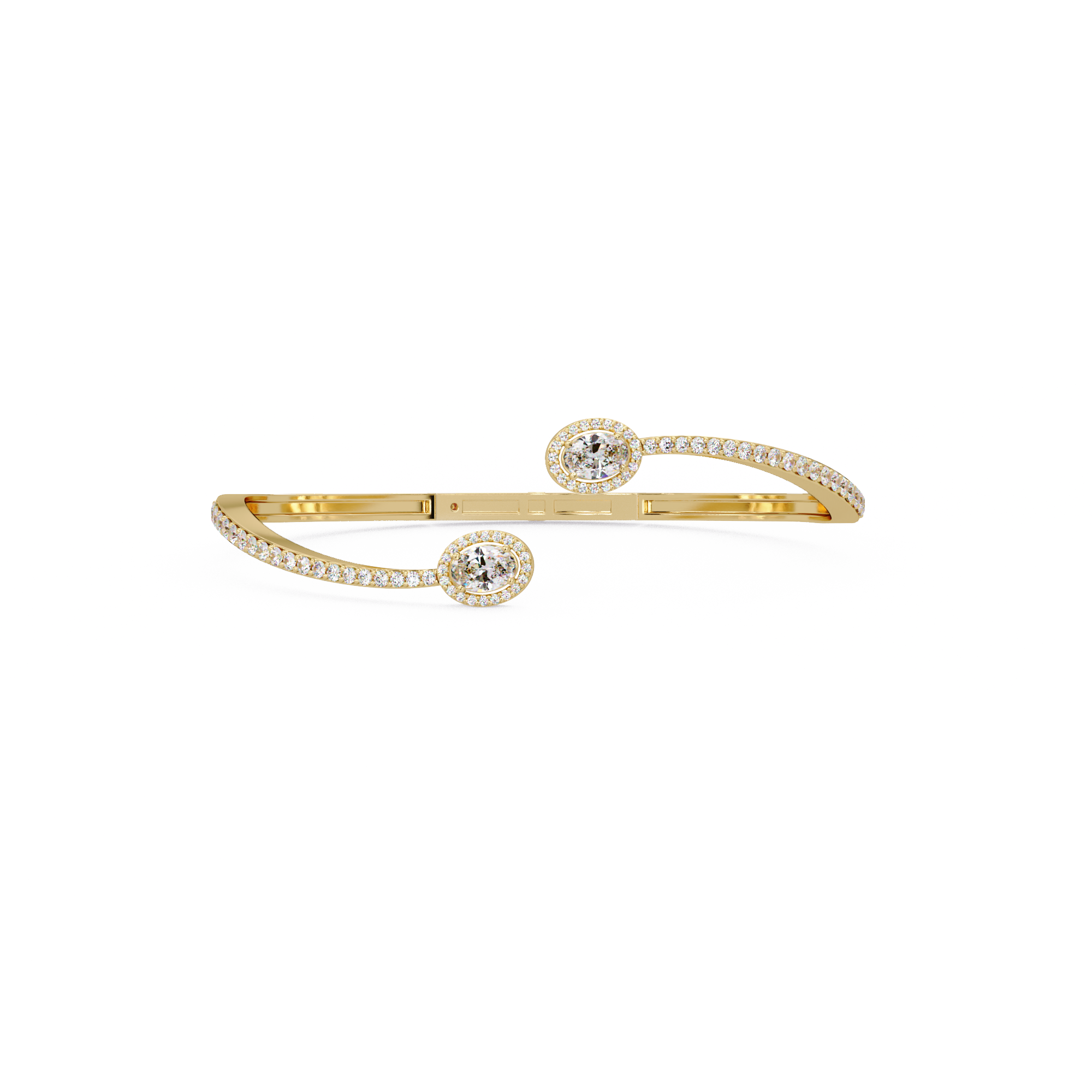 Oval Halo Open Diamond Cuff Bracelet