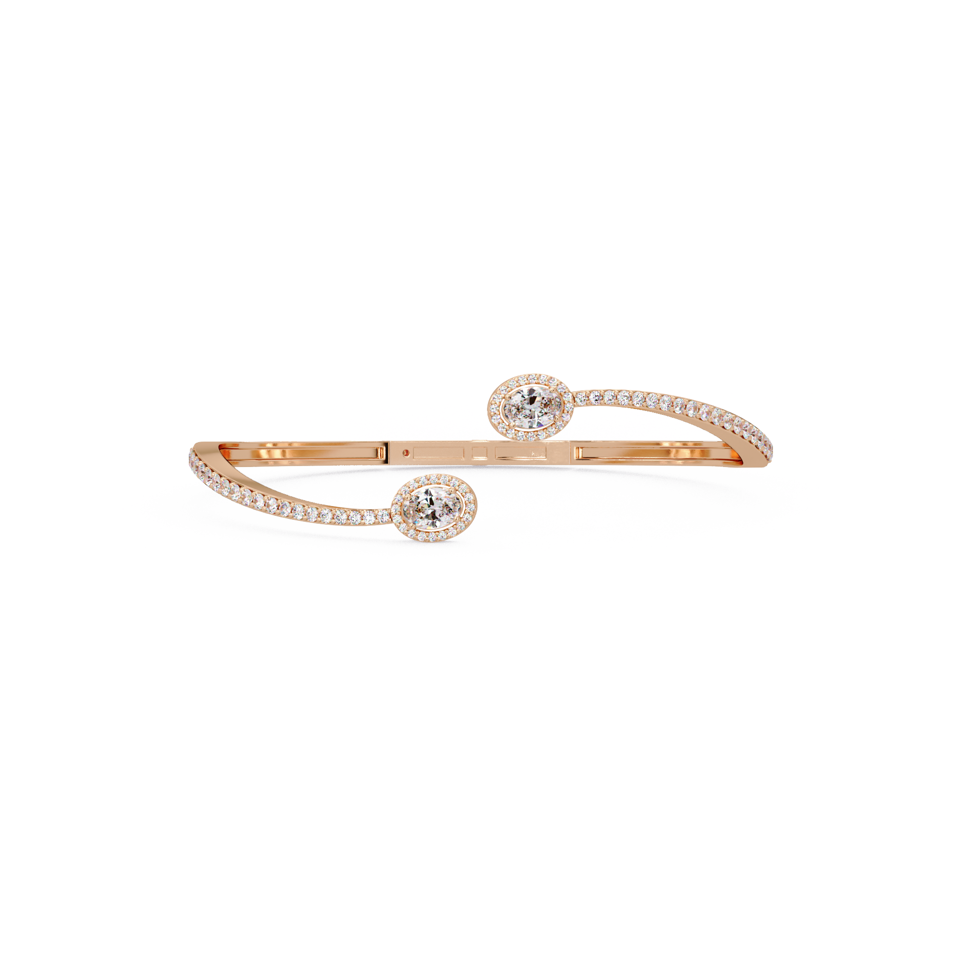 Oval Halo Open Diamond Cuff Bracelet