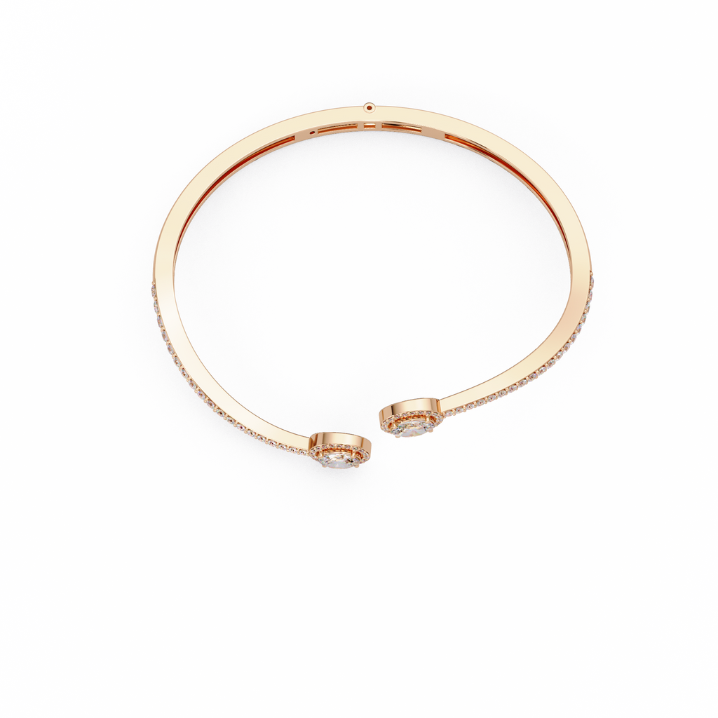 Oval Halo Open Diamond Cuff Bracelet