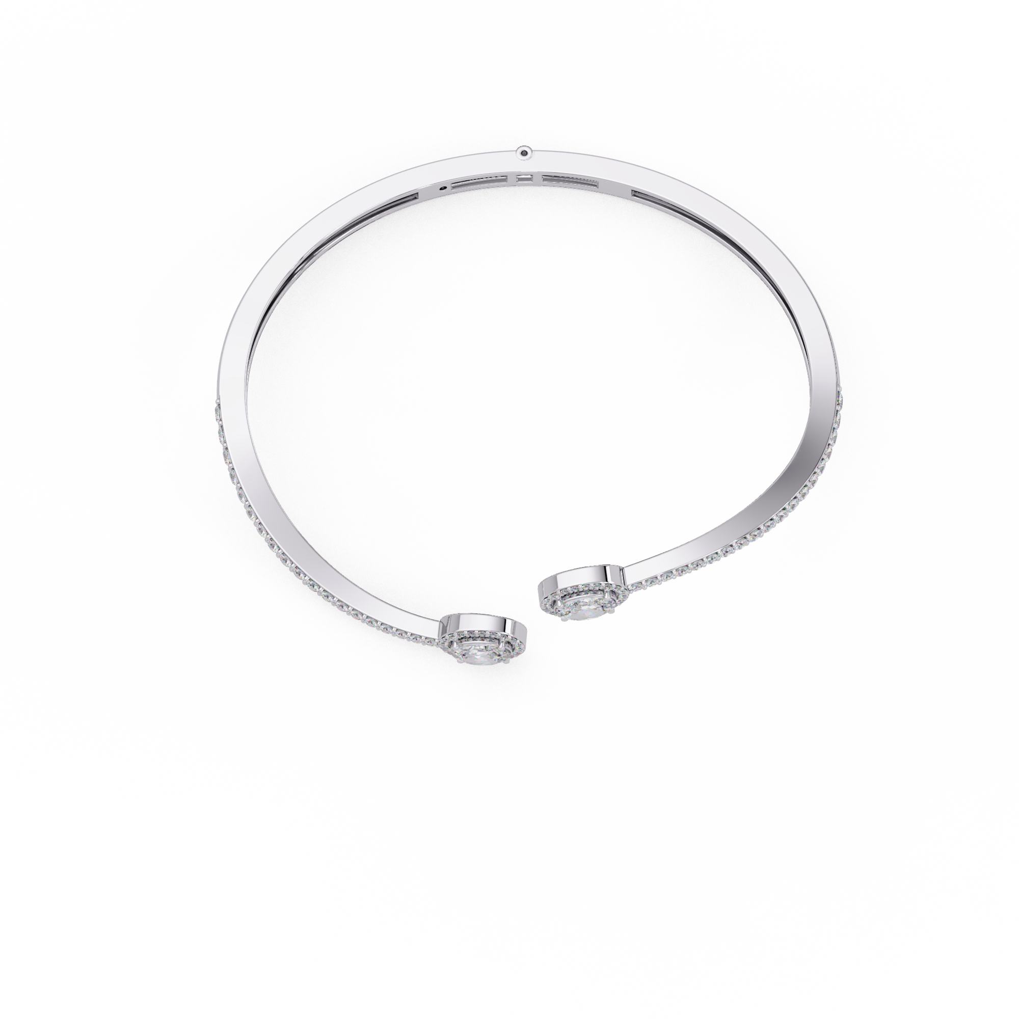 Oval Halo Open Diamond Cuff Bracelet