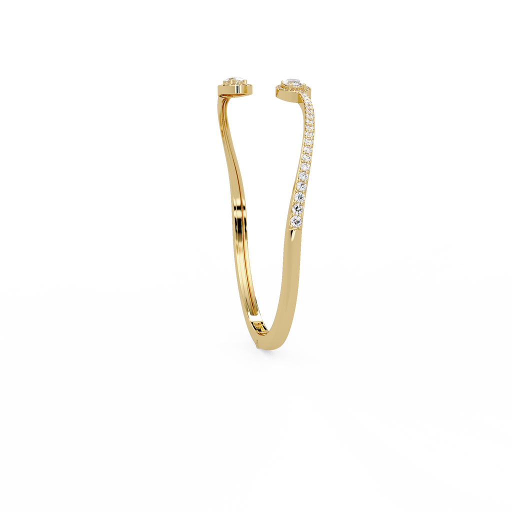 Oval Halo Open Diamond Cuff Bracelet