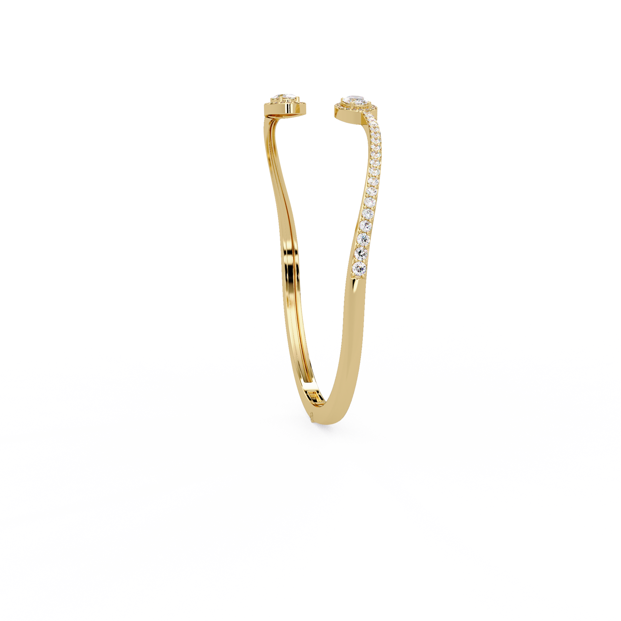 Oval Halo Open Diamond Cuff Bracelet