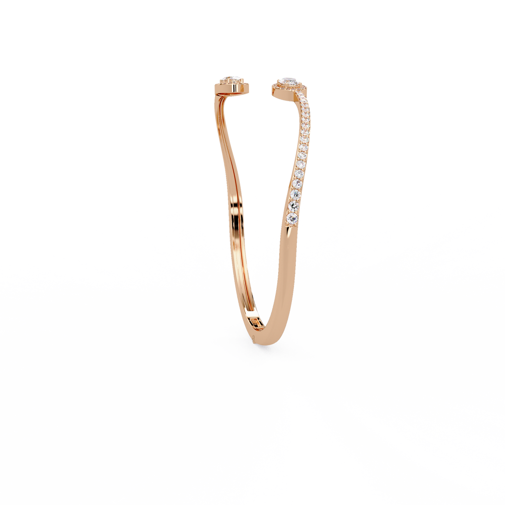 Oval Halo Open Diamond Cuff Bracelet