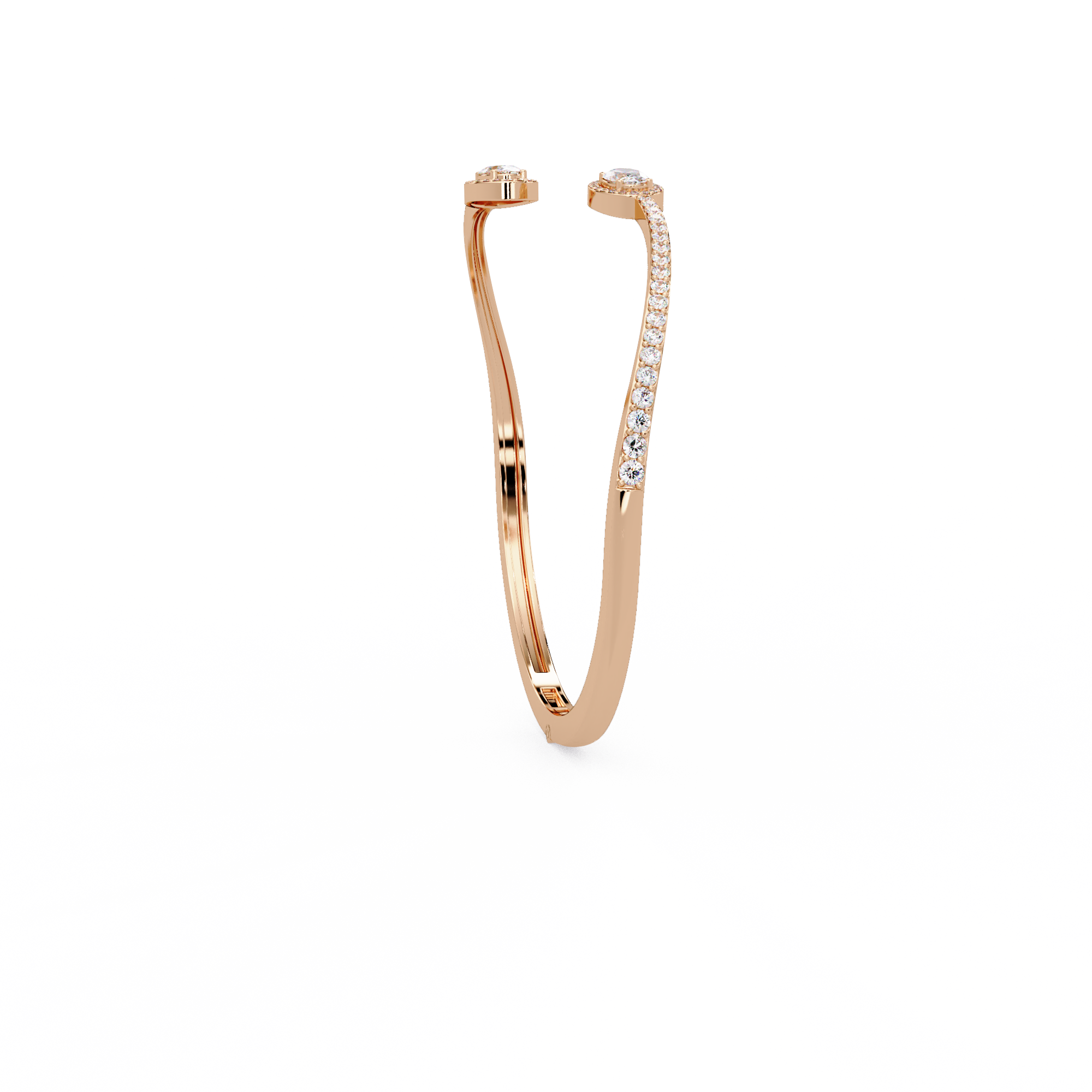 Oval Halo Open Diamond Cuff Bracelet