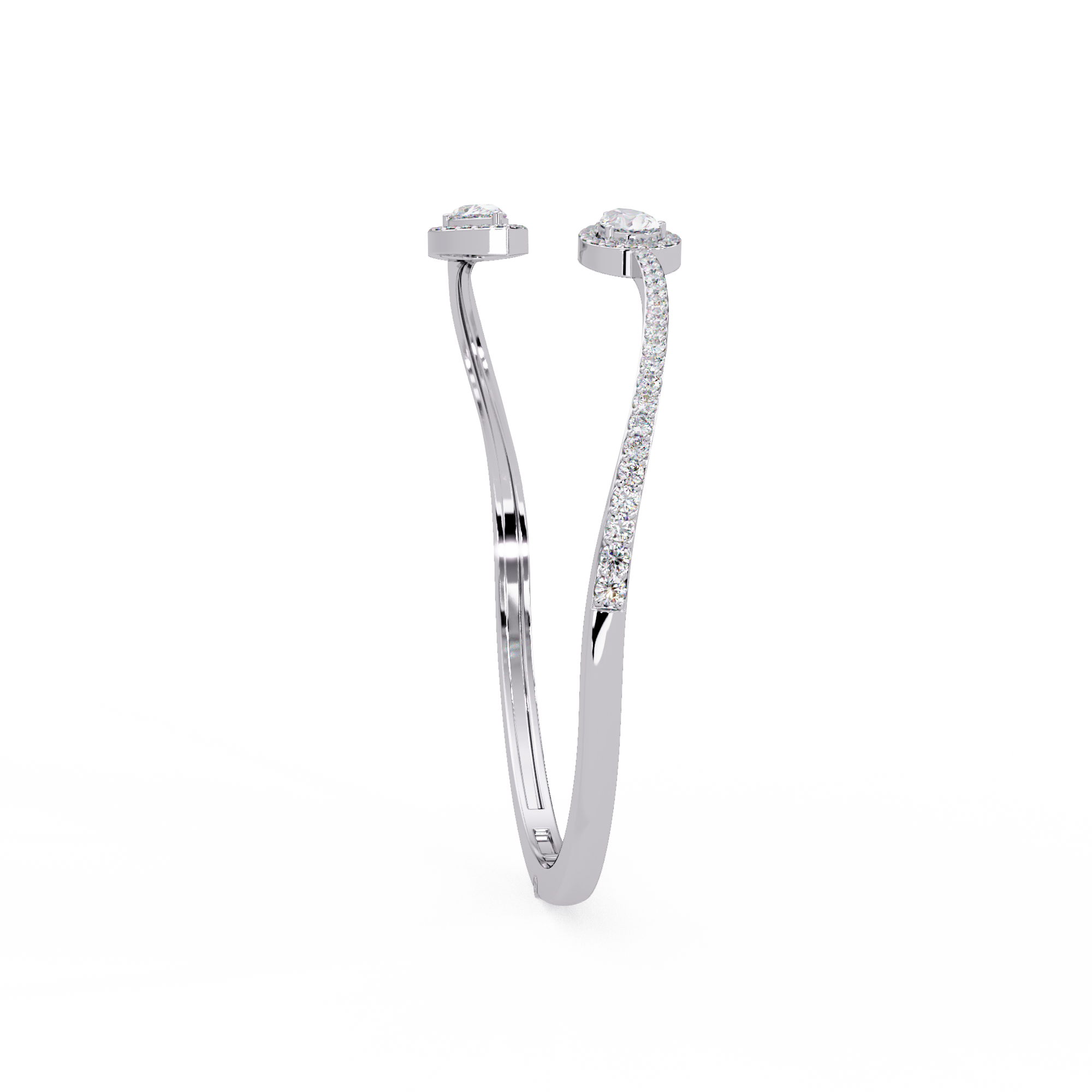 Pear Halo Diamond Open Cuff Bracelet