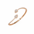 Pear Halo Diamond Open Cuff Bracelet