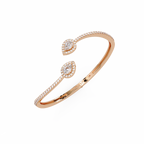 Pear Halo Diamond Open Cuff Bracelet