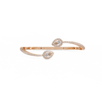 Pear Halo Diamond Open Cuff Bracelet