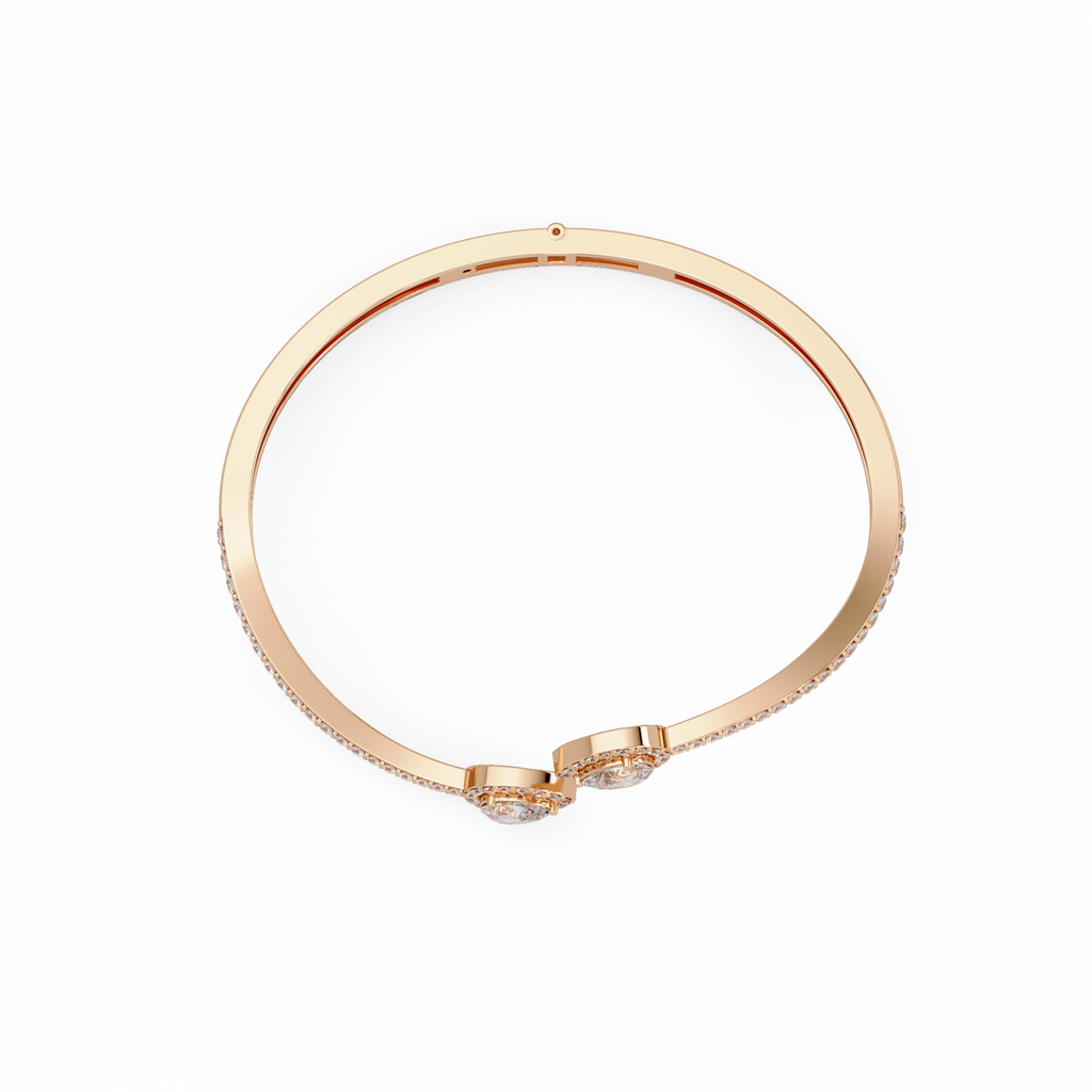 Pear Halo Diamond Open Cuff Bracelet