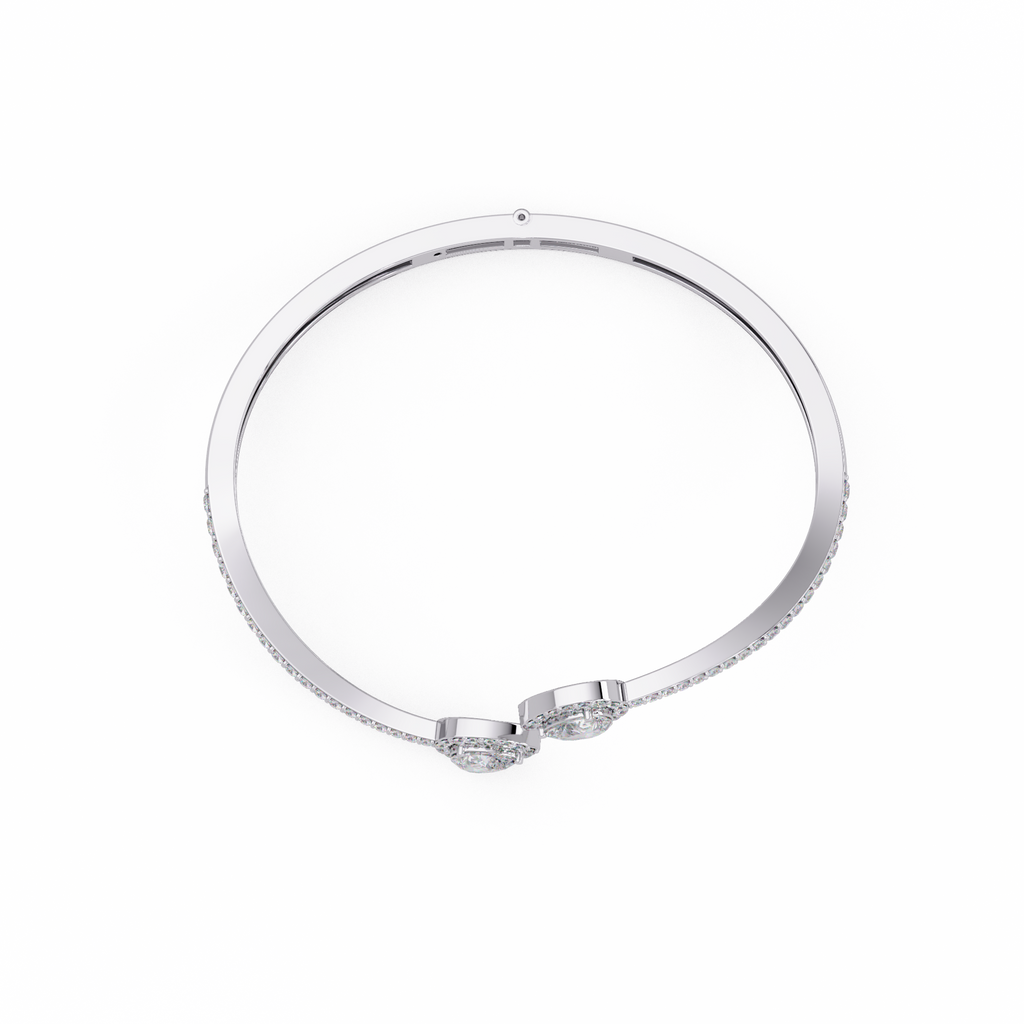 Pear Halo Diamond Open Cuff Bracelet