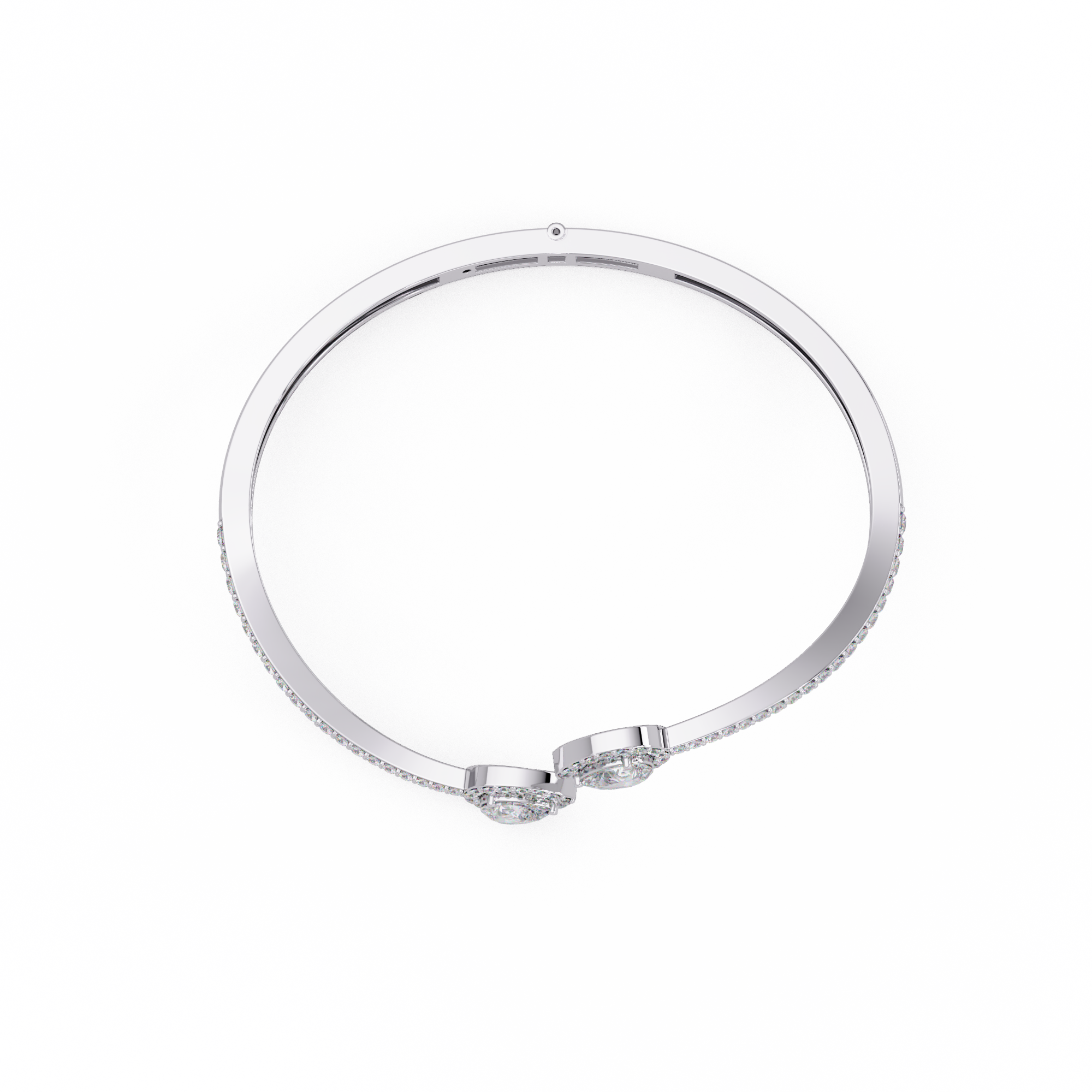 Pear Halo Diamond Open Cuff Bracelet