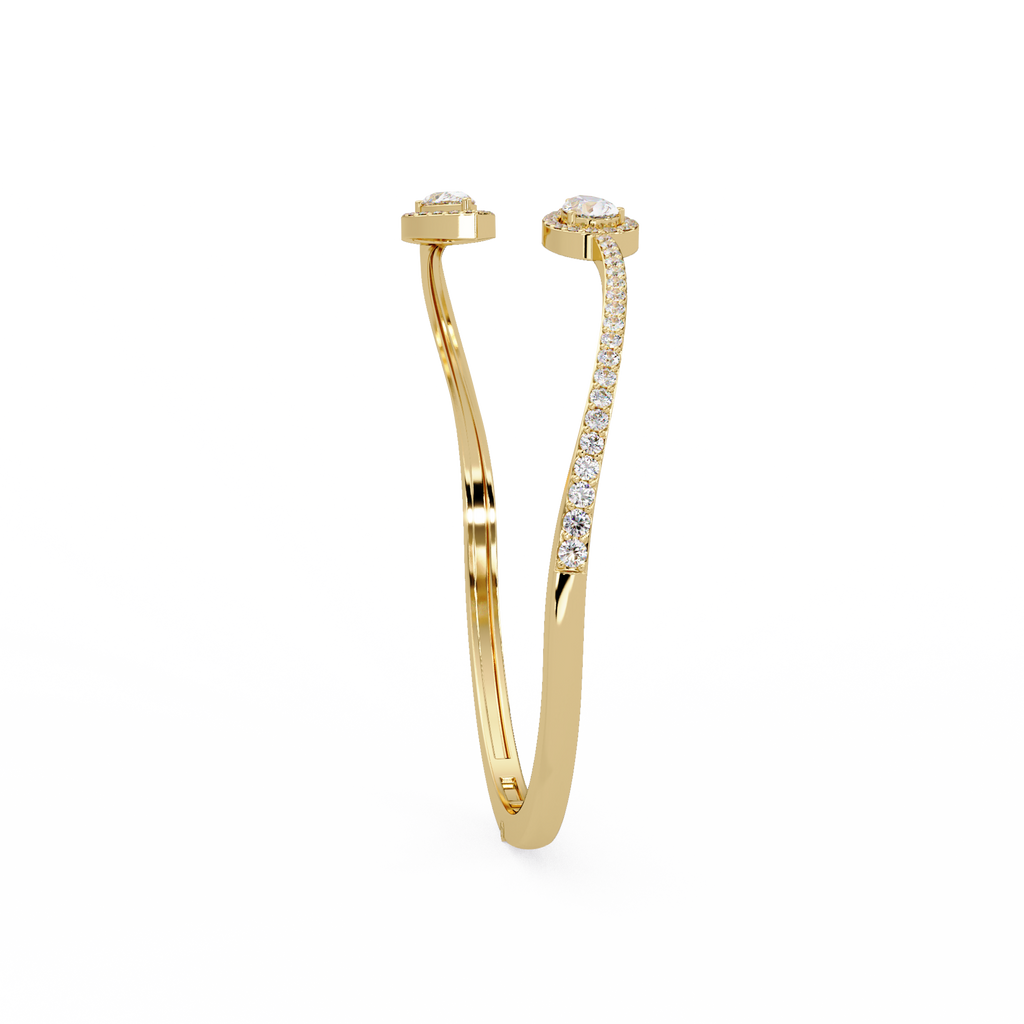 Pear Halo Diamond Open Cuff Bracelet