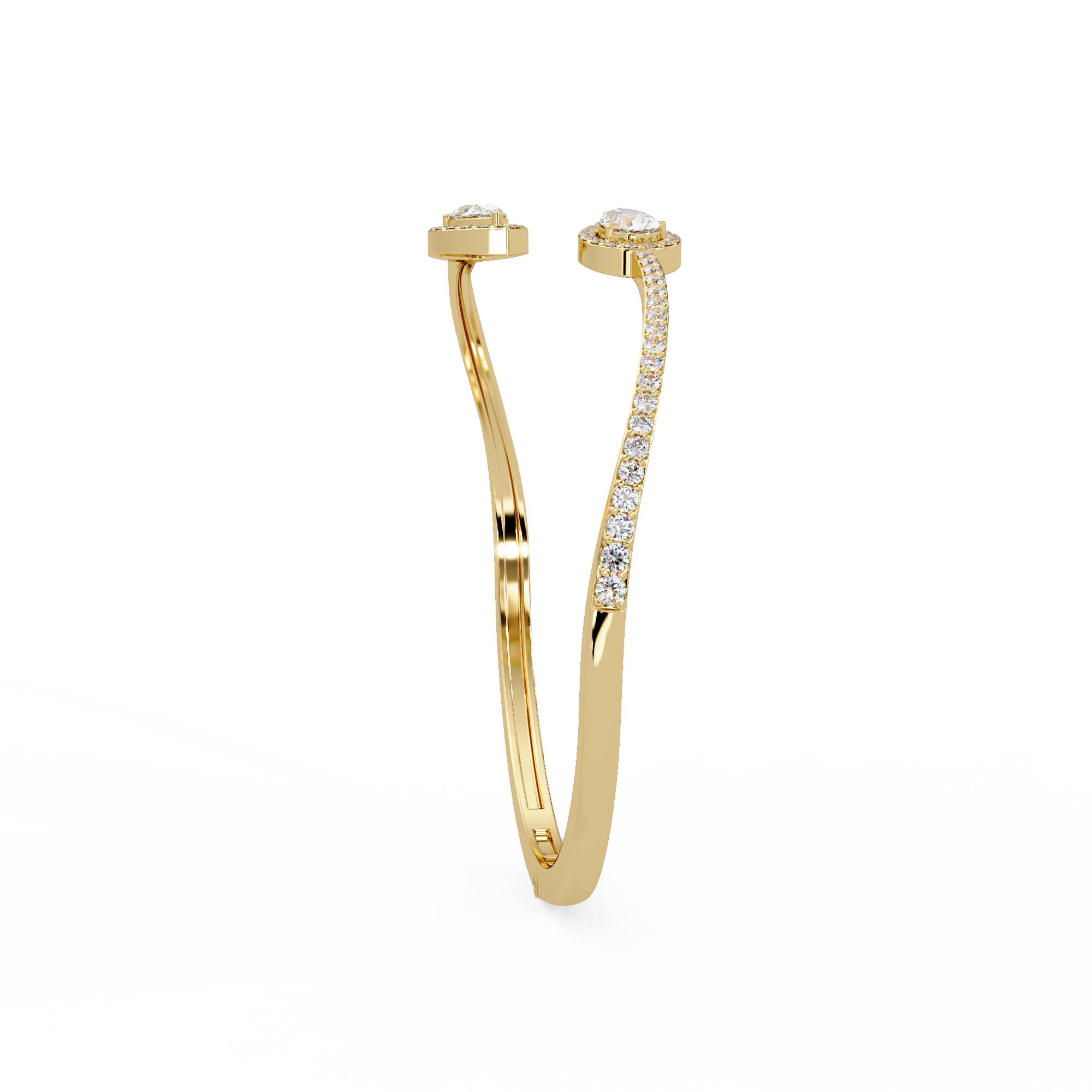 Pear Halo Diamond Open Cuff Bracelet
