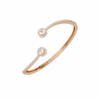 Round Halo Open Diamond Cuff Bracelet