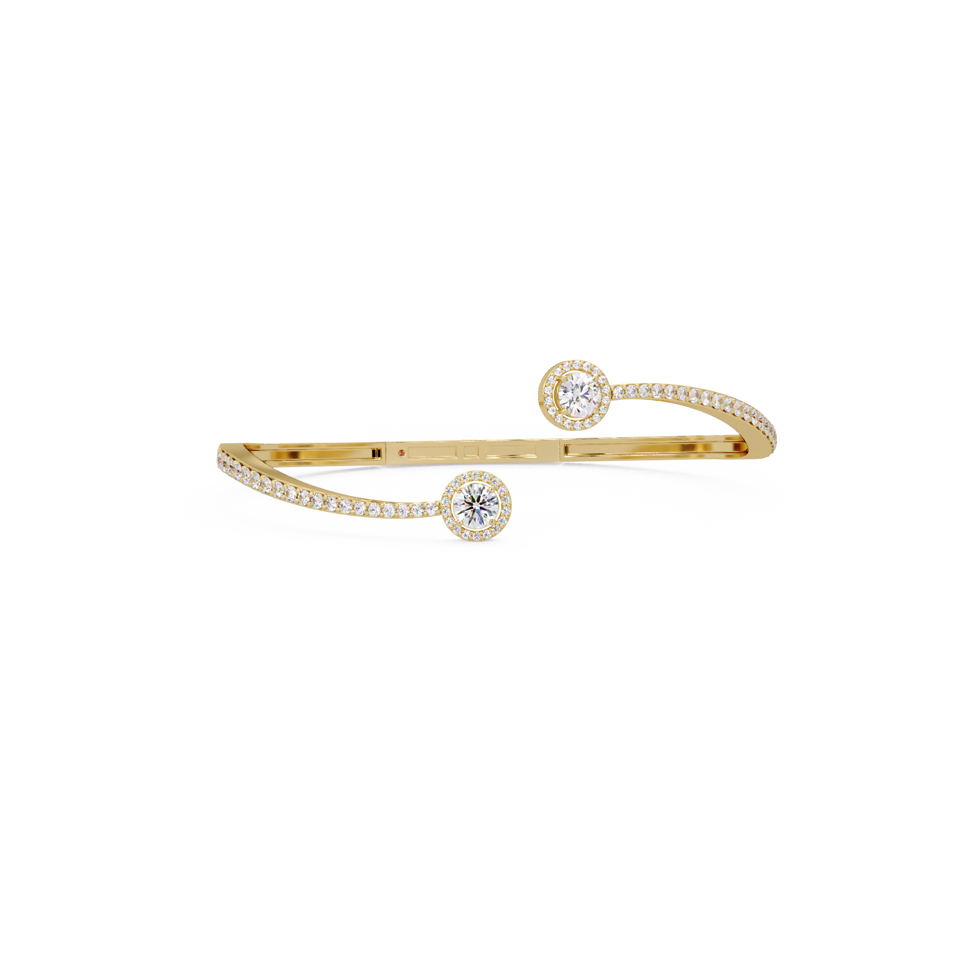 Round Halo Open Diamond Cuff Bracelet