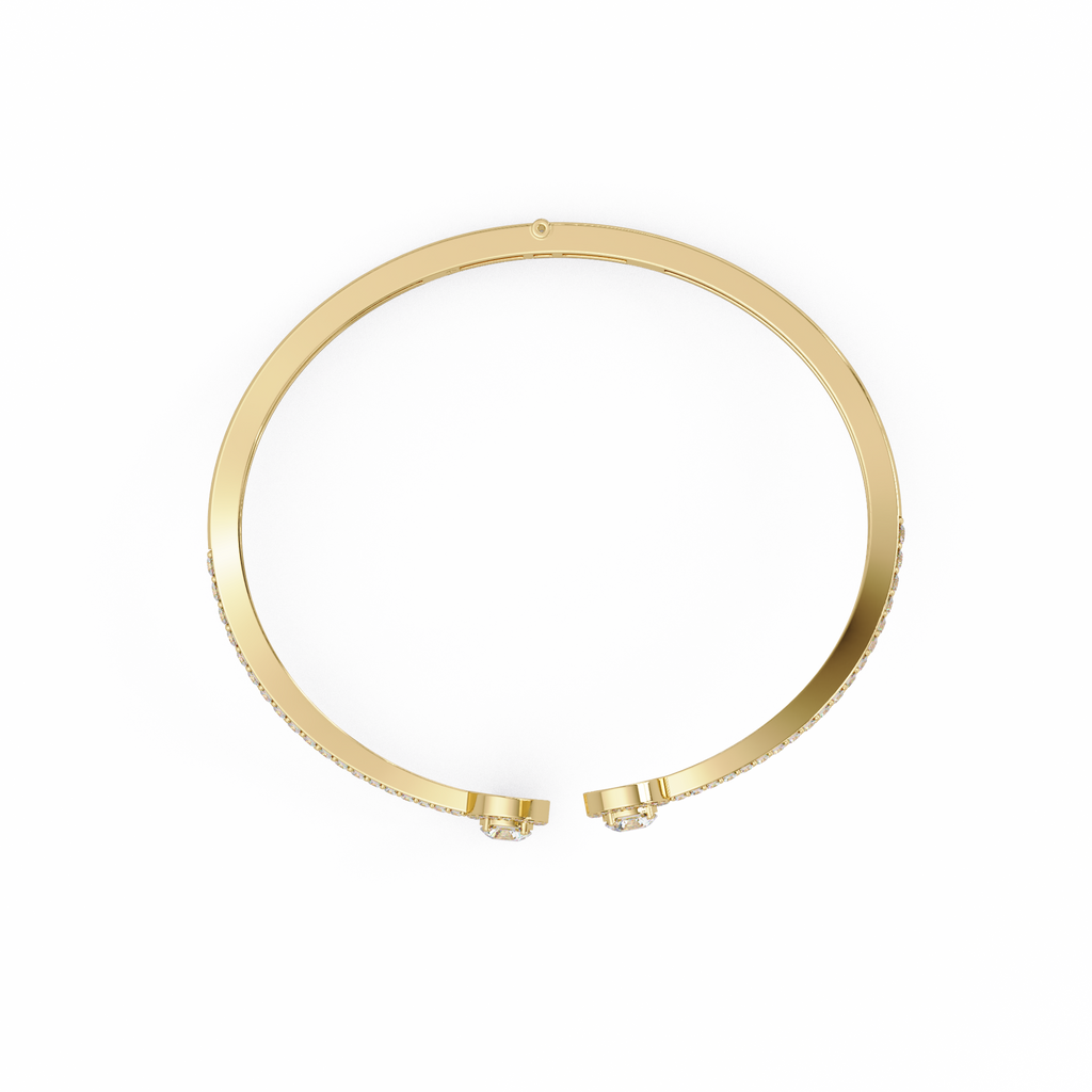 Round Halo Open Diamond Cuff Bracelet