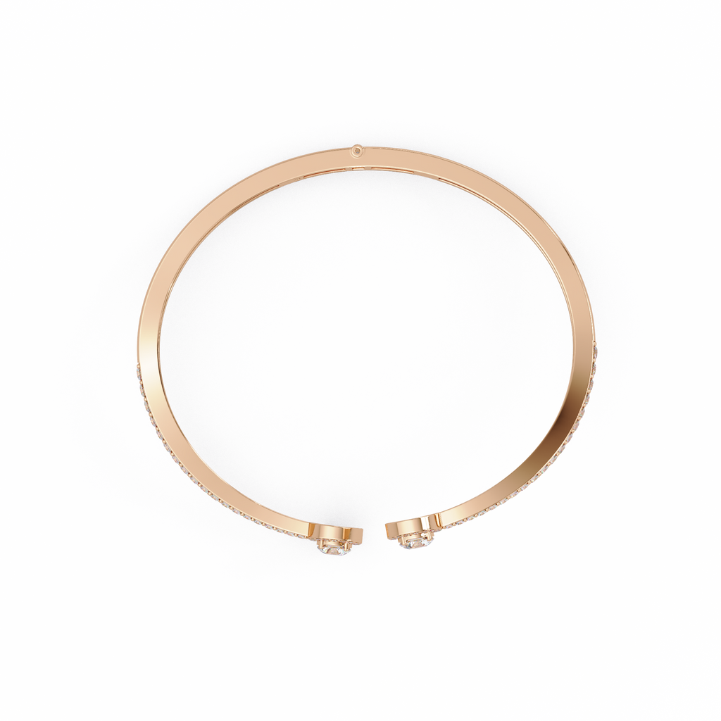 Round Halo Open Diamond Cuff Bracelet