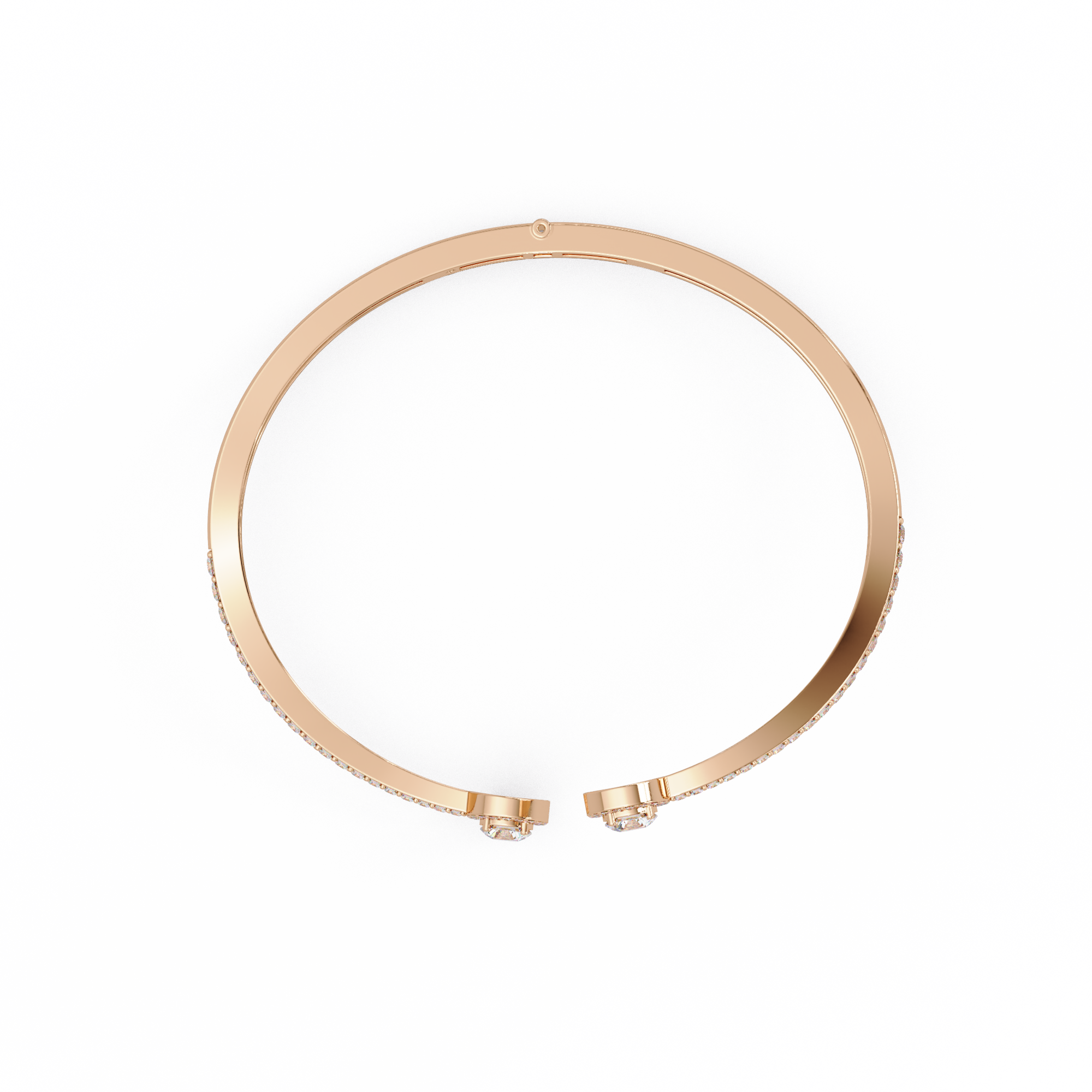 Round Halo Open Diamond Cuff Bracelet