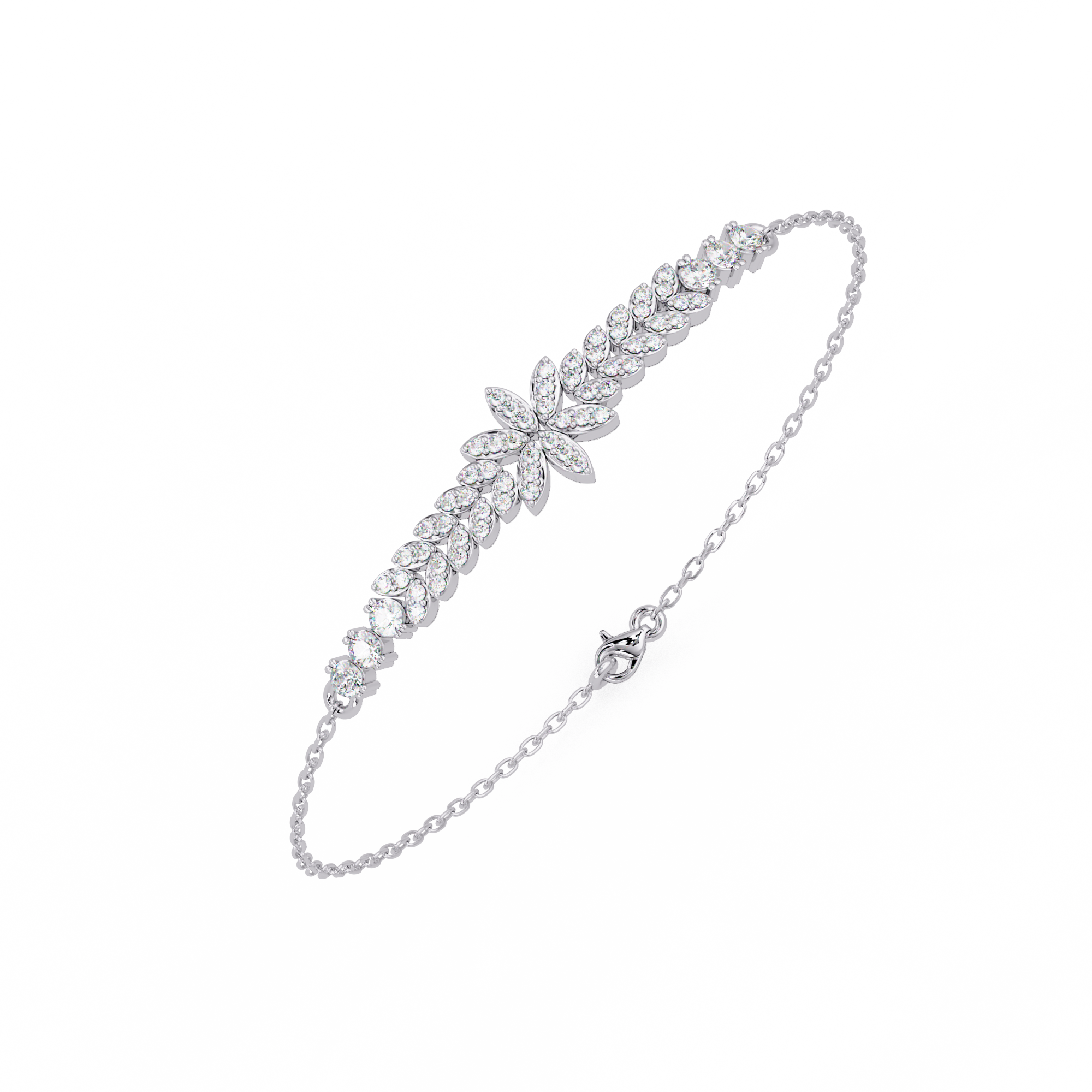 Floral Diamond Tennis Bracelet