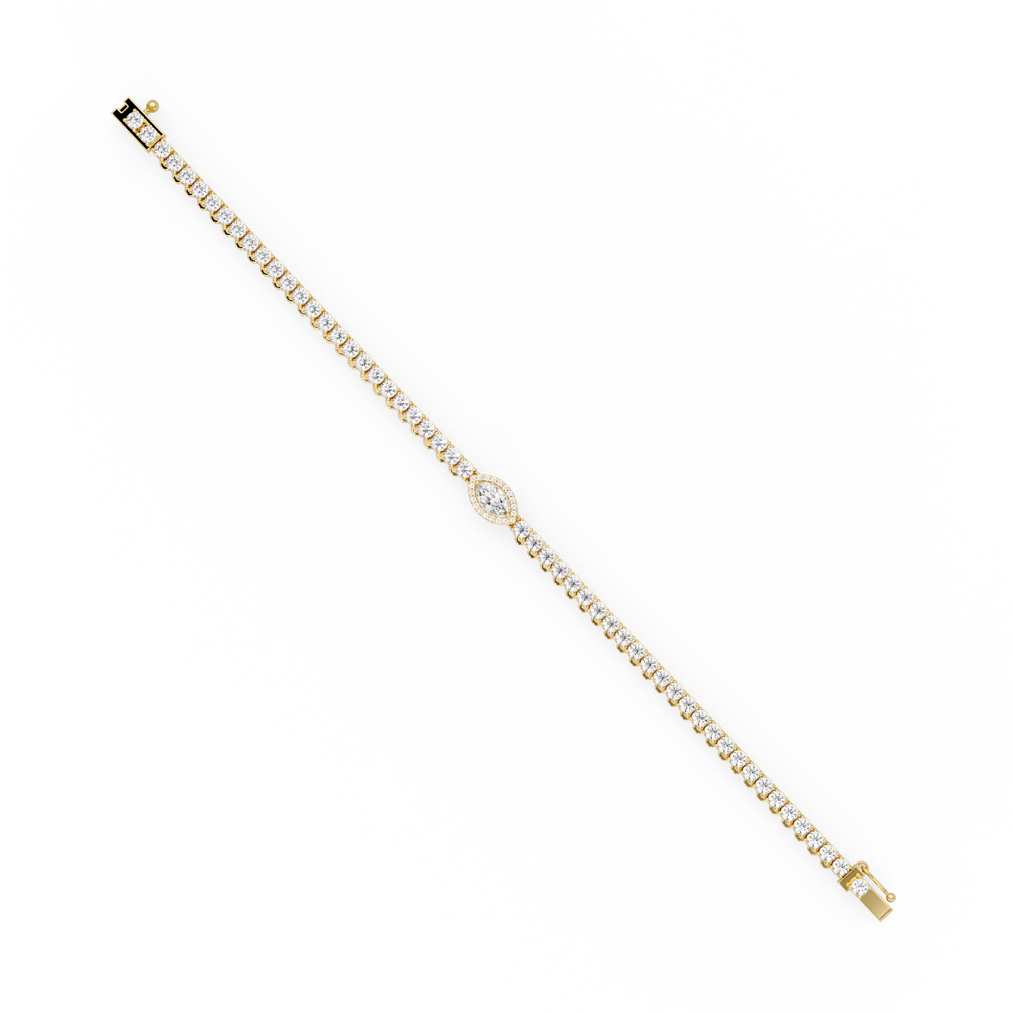 Marquise Halo Diamond Tennis Bracelet