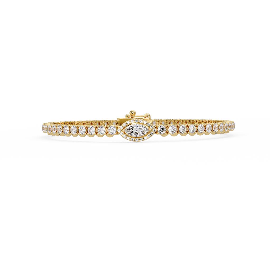 Marquise Halo Diamond Tennis Bracelet