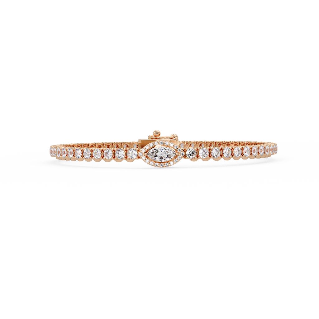 Marquise Halo Diamond Tennis Bracelet