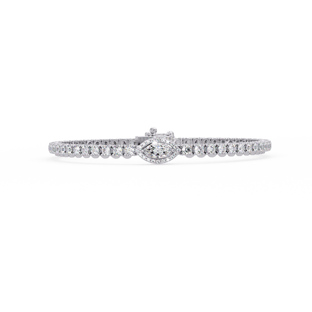 Marquise Halo Diamond Tennis Bracelet