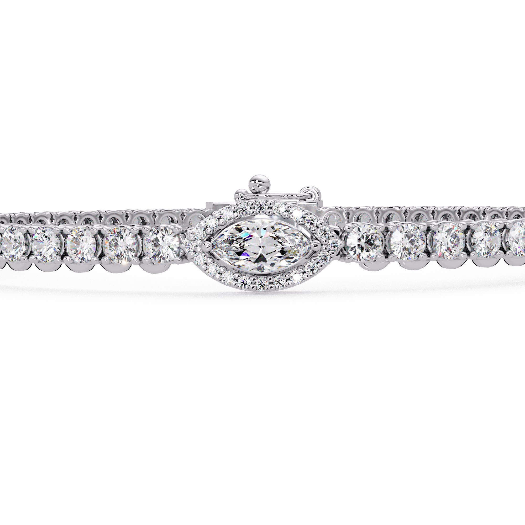Marquise Halo Diamond Tennis Bracelet