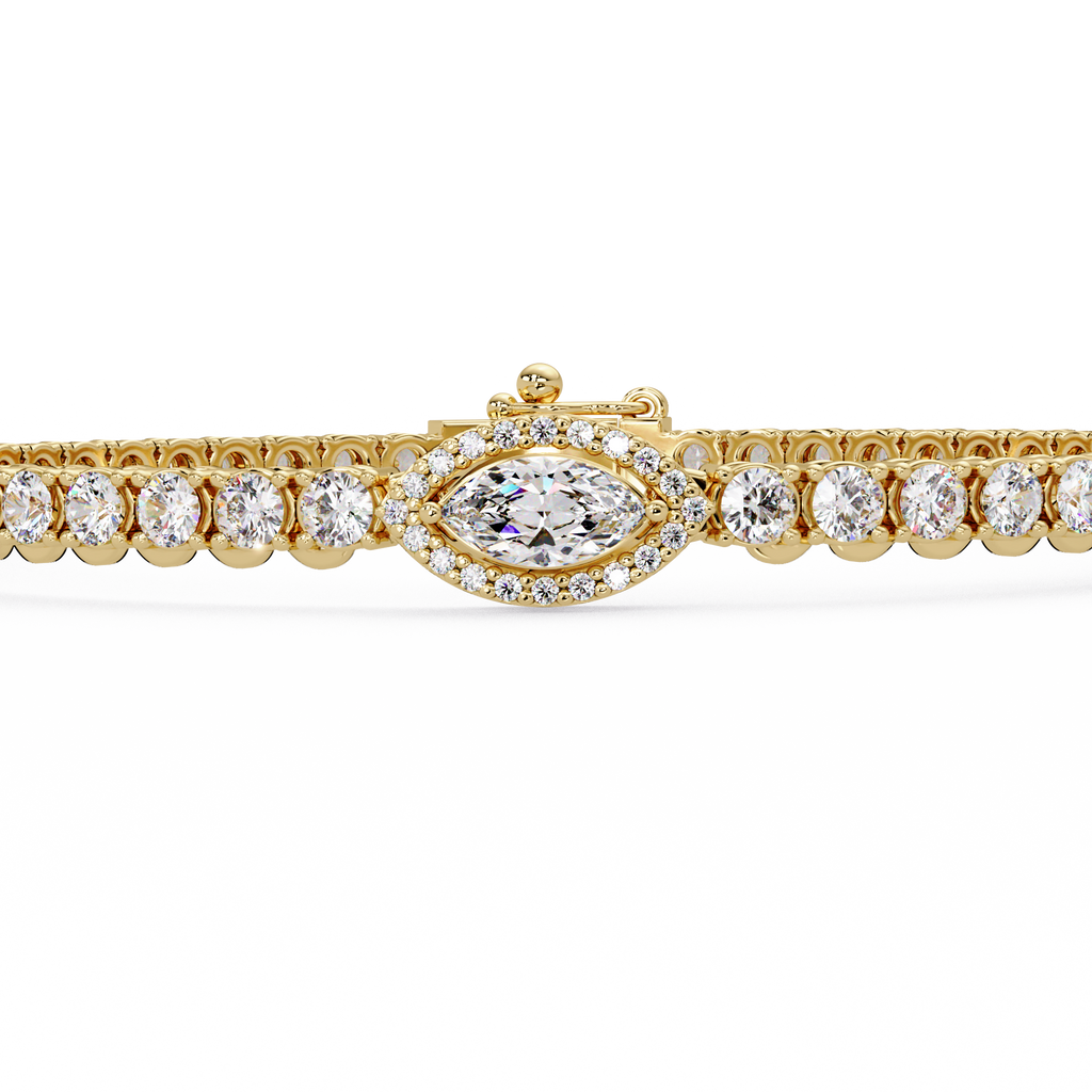 Marquise Halo Diamond Tennis Bracelet